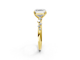 Yellow gold Asscher Diamond Cluster Prong-Set Solitaire Ring_8