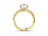 Yellow gold Asscher Diamond Cluster Prong-Set Solitaire Ring_9