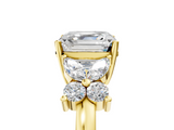 Yellow gold Asscher Diamond Floral Cluster Ring with Solitaire Band and Prong Setting_11