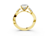 Yellow gold Asscher Diamond Floral Vine Solitaire Engagement Ring_10