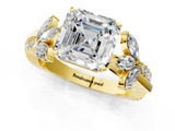 Yellow gold Asscher Diamond Floral Vine Solitaire Engagement Ring_8