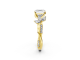 Yellow gold Asscher Diamond Floral Vine Solitaire Engagement Ring_9