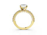 Yellow gold Asscher Diamond Pavé Band Solitaire Ring with Four-Prong Setting_10
