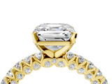 Yellow gold Asscher Diamond Pavé Band Solitaire Ring with Four-Prong Setting_11