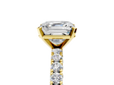 Yellow gold Asscher Diamond Pavé Band Solitaire Ring with Four-Prong Setting_12