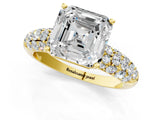 Yellow gold Asscher Diamond Pavé Band Solitaire Ring with Four-Prong Setting_52