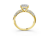 Yellow gold Asscher Diamond Pavé Band Solitaire Ring with Four-Prong Setting_54