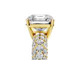 Yellow gold Asscher Diamond Pavé Band Solitaire Ring with Four-Prong Setting_56