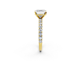 Yellow gold Asscher Diamond Pavé Band Solitaire Ring with Four-Prong Setting_9