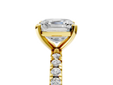 Yellow gold Asscher Diamond Pavé Band Solitaire with Four-Prong Setting_11