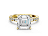 Yellow gold Asscher Diamond Pavé Band Solitaire with Four-Prong Setting_6