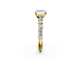 Yellow gold Asscher Diamond Pavé Band Solitaire with Four-Prong Setting_76