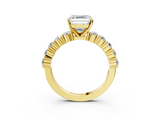 Yellow gold Asscher Diamond Pavé Band Solitaire with Four-Prong Setting_77