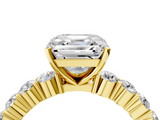 Yellow gold Asscher Diamond Pavé Band Solitaire with Four-Prong Setting_78
