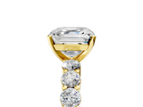 Yellow gold Asscher Diamond Pavé Band Solitaire with Four-Prong Setting_79