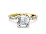 Yellow gold Asscher Diamond Pavé Band with Six-Prong Setting_23
