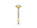 Yellow gold Asscher Diamond Pave Band with Floral Prong Setting_29