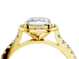 Yellow gold Asscher Diamond Pave Band with Floral Prong Setting_31