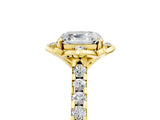 Yellow gold Asscher Diamond Pave Band with Floral Prong Setting_32