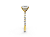 Yellow gold Asscher Diamond Prong Set Engagement Ring with Pave Band_25