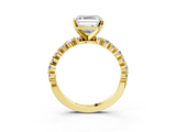 Yellow gold Asscher Diamond Prong Set Engagement Ring with Pave Band_26