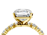 Yellow gold Asscher Diamond Prong Set Engagement Ring with Pave Band_27