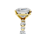 Yellow gold Asscher Diamond Prong Set Engagement Ring with Pave Band_28