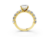 Yellow gold Asscher Diamond Prong Setting with Side Stones on a Pave Band_14