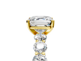 Yellow gold Asscher Diamond Prong Setting with Side Stones on a Pave Band_16