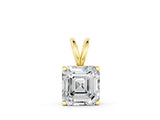Yellow gold Asscher Diamond Solitaire Pendant with Four Prong Setting_4