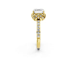 Yellow gold Asscher Diamond Solitaire Ring with Shared Prong Pavé Band_24
