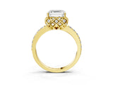 Yellow gold Asscher Diamond Solitaire Ring with Shared Prong Pavé Band_25