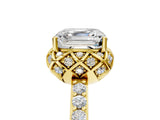 Yellow gold Asscher Diamond Solitaire Ring with Shared Prong Pavé Band_27