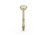 Yellow gold Asscher Diamond Solitaire with Pave Band and Six-Prong Setting_55