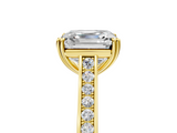 Yellow gold Asscher Diamond Solitaire with Pave Band and Six-Prong Setting_58