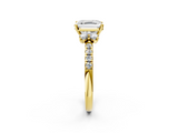 Yellow gold Asscher Diamond Three-Stone Pave Band with Four-Prong Setting_25