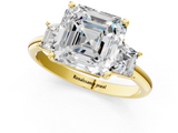 Yellow gold Asscher Diamond Three-Stone Ring with Trapezoid Side Stones and Prong Setting_58