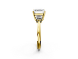 Yellow gold Asscher Diamond Three-Stone Ring with Trapezoid Side Stones and Prong Setting_59