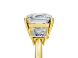 Yellow gold Asscher Diamond Three-Stone Ring with Trapezoid Side Stones and Prong Setting_62