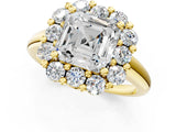 Yellow gold Asscher Halo Cluster Diamond Engagement Ring with Prong Setting and Polished Band_20