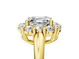 Yellow gold Asscher Halo Cluster Diamond Engagement Ring with Prong Setting and Polished Band_24