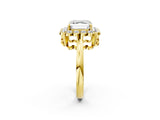 Yellow gold Asscher Halo Cluster Diamond Engagement Ring with Solitaire Band and Prong Setting_37