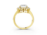 Yellow gold Asscher Halo Cluster Diamond Engagement Ring with Solitaire Band and Prong Setting_38