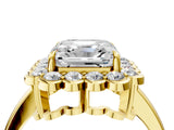 Yellow gold Asscher Halo Cluster Diamond Engagement Ring with Solitaire Band and Prong Setting_39