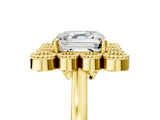Yellow gold Asscher Halo Diamond Cluster Engagement Ring with Milgrain Bezel Setting and Solitaire Band_80