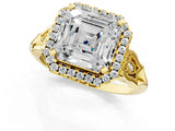 Yellow gold Asscher Halo Diamond Engagement Ring with Filigree Band and Four-Prong Setting_70