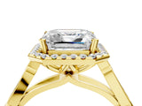 Yellow gold Asscher Halo Diamond Engagement Ring with Filigree Band and Four-Prong Setting_73