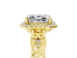 Yellow gold Asscher Halo Diamond Engagement Ring with Filigree Band and Four-Prong Setting_74