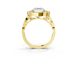 Yellow gold Asscher Halo Diamond Engagement Ring with Milgrain Band and Four-Prong Setting_42