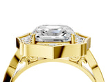 Yellow gold Asscher Halo Diamond Engagement Ring with Milgrain Band and Four-Prong Setting_43